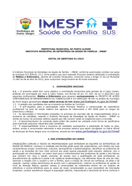 de Porto Alegre apresentado nesse edital através do