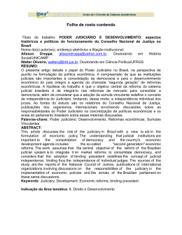 PODER JUDICI&Aacute;RIO E DESENVOLVIMENTO