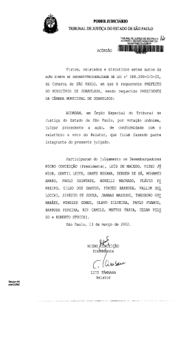 PODER JUDICIÁRIO TRIBUNAL DE JUSTIÇA DO ESTADO DE SÃO