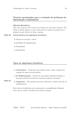 Técnicas aproximadas para a resoluç˜ao de problemas de