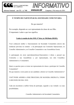 &Eacute; TEMPO DE PARTICIPAR DA SOCIEDADE COMUNIT&Aacute;RIA De