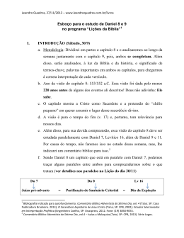 Esbo&ccedil;o para o estudo de Daniel 8 e 9 no programa &ldquo;Li&ccedil;&otilde;es da B&iacute;blia&rdquo;