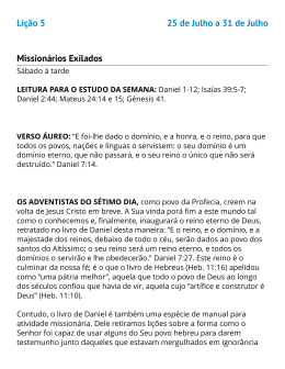 Lição 5 25 de Julho a 31 de Julho Missionários
