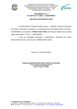 ADITAMENTO N.&ordm; 4 AO EDITAL N.&ordm; 1/2013 &ndash; UAB/UNEMAT