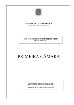 PRIMEIRA C&Acirc;MARA - Tribunal de Contas da Uni&atilde;o