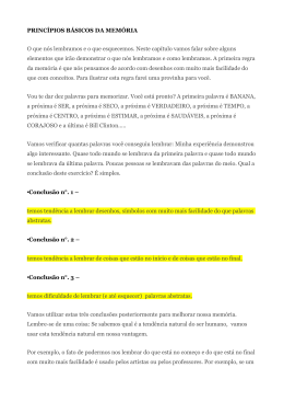 PRINC&Iacute;PIOS B&Aacute;SICOS DA MEM&Oacute;RIA O que n&oacute;s lembramos e o