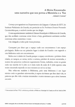 A Moira Encantada: uma narrativa que nos povoa a Mem&oacute;ria e a Voz