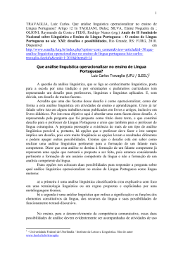 1 TRAVAGLIA, Luiz Carlos. Que an&aacute;lise lingu&iacute;stica operacionalizar