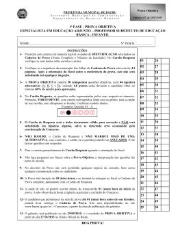 1&ordf; FASE - PROVA OBJETIVA ESPECIALISTA EM