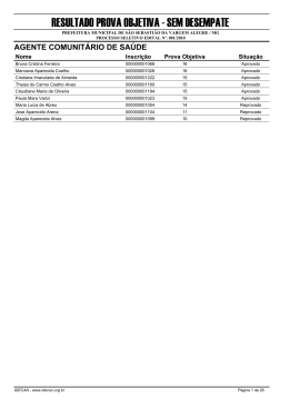 RESULTADO PROVA OBJETIVA - SEM DESEMPATE