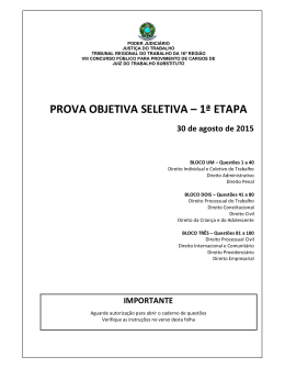 PROVA OBJETIVA SELETIVA &ndash; 1&ordf; ETAPA