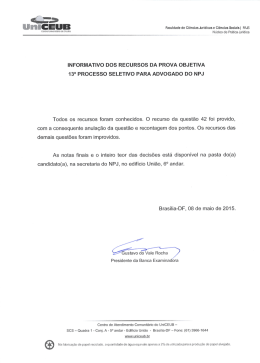 INFORMATIVO DOS RECURSOS DA PROVA OBJETIVA