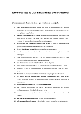 Recomenda&ccedil;&otilde;es da OMS na Assist&ecirc;ncia ao Parto Normal
