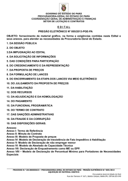 preg&atilde;o eletr&ocirc;nico n&ordm; 005/2013 - Procuradoria Geral do Estado do Par&aacute;