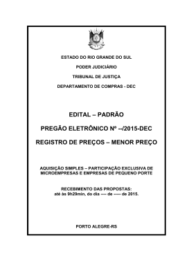 Edital Padr&atilde;o Preg&atilde;o Eletr&ocirc;nico - Aquisi&ccedil;&atilde;o Simples