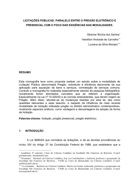 LICITA&Ccedil;&Otilde;ES P&Uacute;BLICAS: PARALELO ENTRE O PREG&Atilde;O