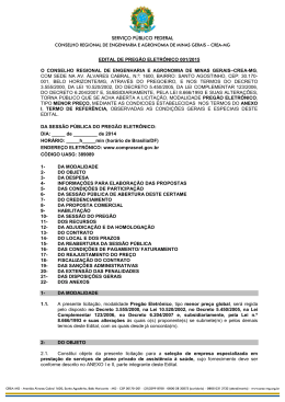 EDITAL DE PREG&Atilde;O ELETR&Ocirc;NICO 001/2015 O - Crea