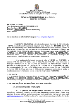 edital do preg&atilde;o eletr&ocirc;nico n&ordm; - Prefeitura de Aracaju