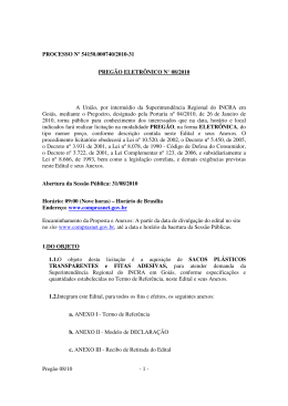 Edital Preg&atilde;o Eletr&ocirc;nico N&ordm; 08/2010