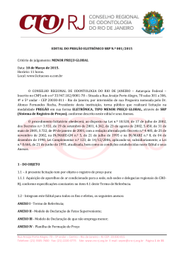 EDITAL DO PREG&Atilde;O ELETR&Ocirc;NICO SRP N.&ordm; 001/2015 - CRO-RJ
