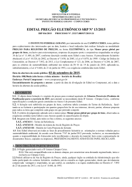 Edital Pregão Eletrônico SRP nº 013/2015 - SUAP