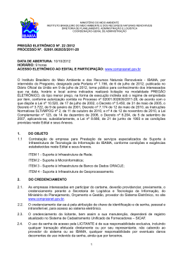 Edital do Preg&atilde;o Eletr&ocirc;nico n&ordm; 22-2012