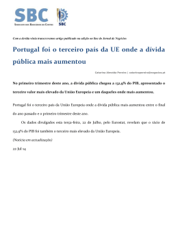 Portugal foi o terceiro país da UE onde a dívida pública mais