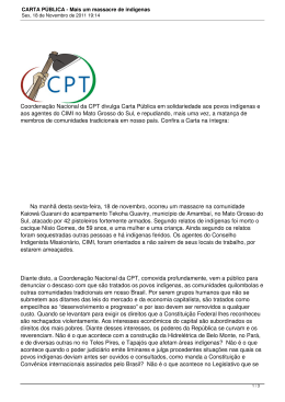 CARTA PÚBLICA - Mais um massacre de indígenas