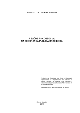 A SAÚDE PSICOSSOCIAL NA SEGURANÇA PÚBLICA BRASILEIRA