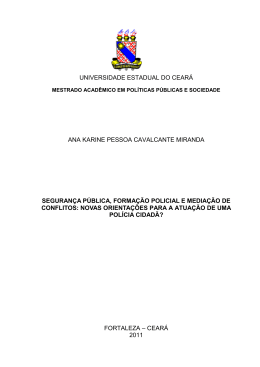 Seguran&ccedil;a P&uacute;blica, Forma&ccedil;&atilde;o Policial e Media&ccedil;&atilde;o de Conflitos