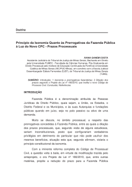 Princ&iacute;pio da Isonomia Quanto &agrave;s Prerrogativas da Fazenda P&uacute;blica