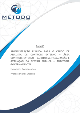 Aula 00 ADMINISTRAÇÃO PÚBLICA PARA O CARGO DE