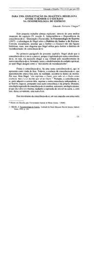 para uma explicita&ccedil;&atilde;o da dial&eacute;tica hegeliana entre o senhor e o