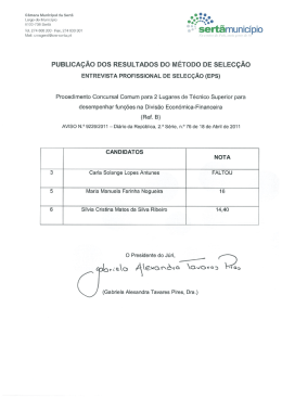 PUBLICA&Ccedil;&Atilde;O Dos REsuLTADos Do M&Eacute;ToDo DE sELEc&ccedil;&Atilde;o