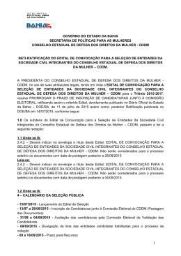 GOVERNO DO ESTADO DA BAHIA - Secretaria de Políticas para as