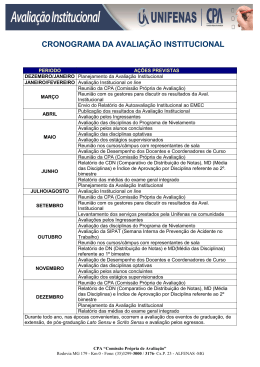 CRONOGRAMA DA AVALIAÇÃO INSTITUCIONAL