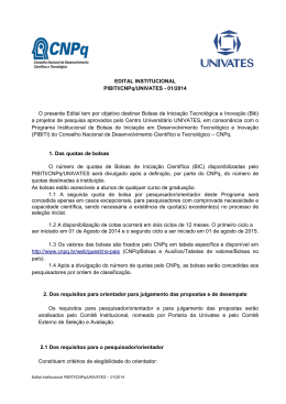 Edital Institucional PIBITI/CNPq/UNIVATES