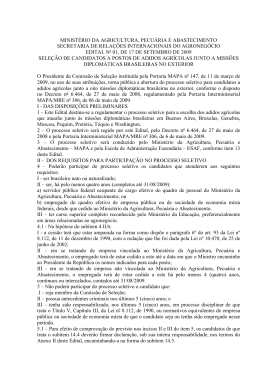 Abertura do processo seletivo para Adido Agr&iacute;cola