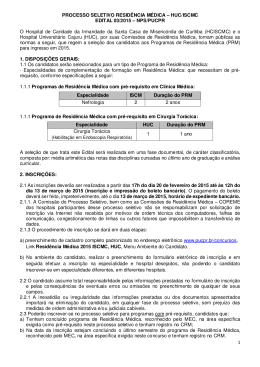 1 PROCESSO SELETIVO RESID&Ecirc;NCIA M&Eacute;DICA