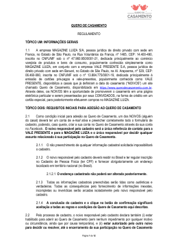 QUERO DE CASAMENTO REGULAMENTO T&Oacute;PICO