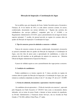 Direc&ccedil;&atilde;o de Inspec&ccedil;&atilde;o e Coordena&ccedil;&atilde;o de Jogos Aviso