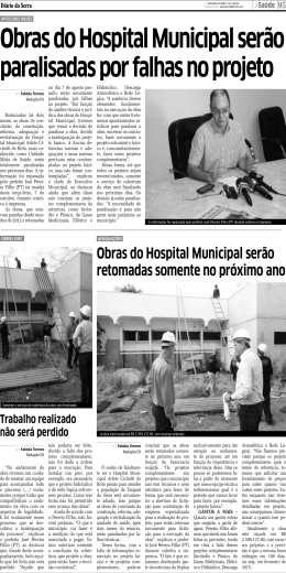 Obras do Hospital Municipal serão paralisadas por