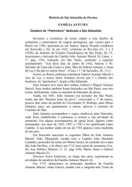 Hist&oacute;ria da Cidade  - C&acirc;mara de S&atilde;o Sebasti&atilde;o do Para&iacute;so