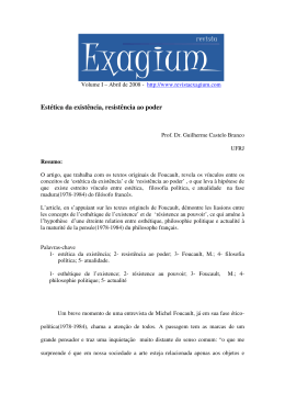 Est&eacute;tica da exist&ecirc;ncia, resist&ecirc;ncia ao poder