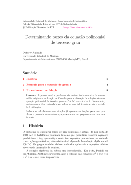 Determinando ra&iacute;zes da equa&ccedil;&atilde;o polinomial de terceiro grau