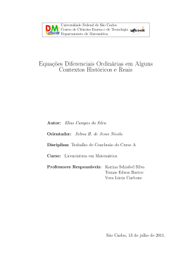 Equa&ccedil;&otilde;es Diferenciais Ordin&aacute;rias em Alguns Contextos Hist&oacute;ricos e