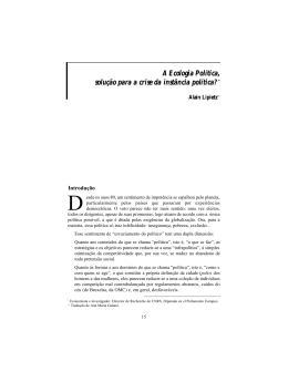 A Ecologia Pol&iacute;tica, solu&ccedil;&atilde;o para a crise da inst&acirc;ncia pol&iacute;tica? *