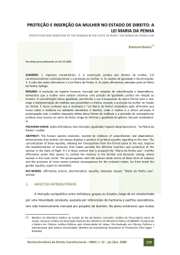 PROTE&Ccedil;&Atilde;O E INSER&Ccedil;&Atilde;O DA MULHER NO ESTADO DE DIREITO