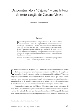 &ldquo;Caju&iacute;na&rdquo;: uma leitura do texto-can&ccedil;&atilde;o de Caetano