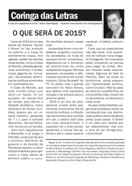 O QUE SERÁ DE 2015? - Jornal Classe Líder